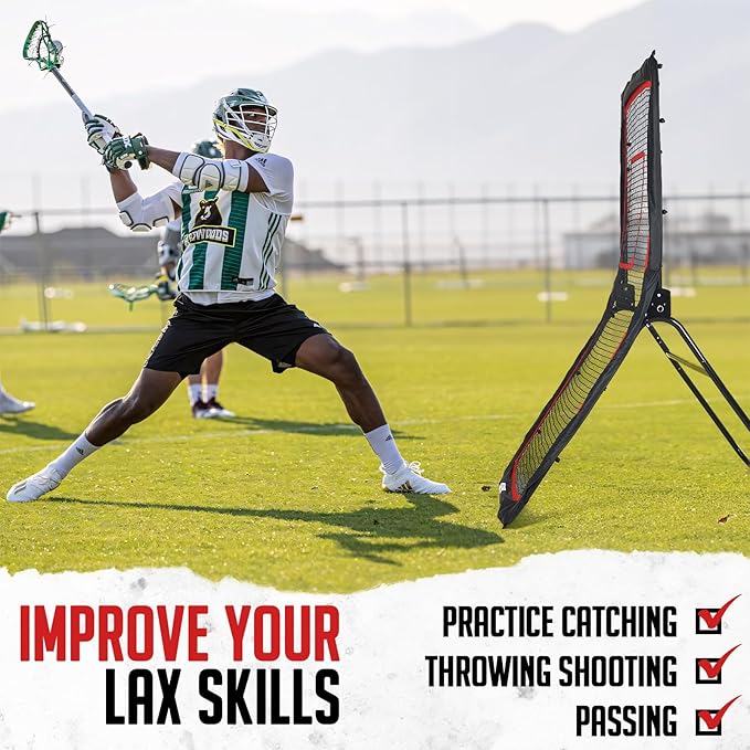 Lacrosse Rebounder, 4x7FT/4x6FT Lacrosse Rebound for Backyard with 5 Rebound Angles, Target Strip, Bounce Back Net Perfect for Lax Baseball Volleyball & Soccer Practice
