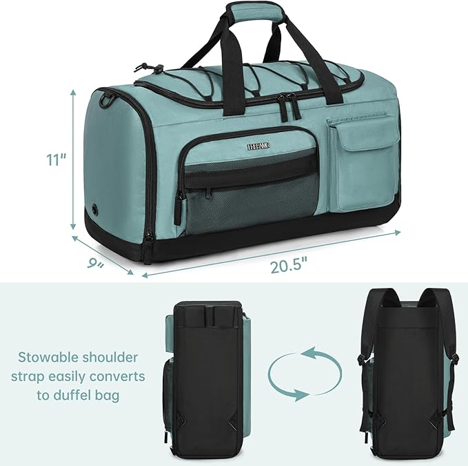Gym Bag for Women & Men, Sports Travel Duffle Bag with Shoe Compartment, Anti-Theft Carry On Weekender Bag, Water Resistant Overnight Backpack for Airplane, Gym, Travel (Blue)