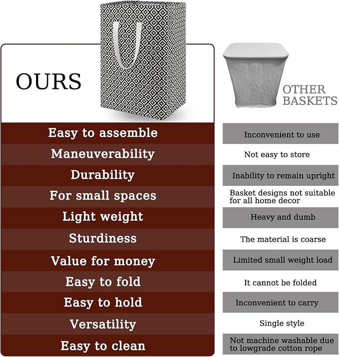 Waterproof Laundry Hamper Collapsible Laundry Basket Leather Handle Laundry Bag Large Clothes Storage Toy Organization for Bathroom Bedroom Laundryroom College Dorms (Pop-Up Laundry Hampers-004)