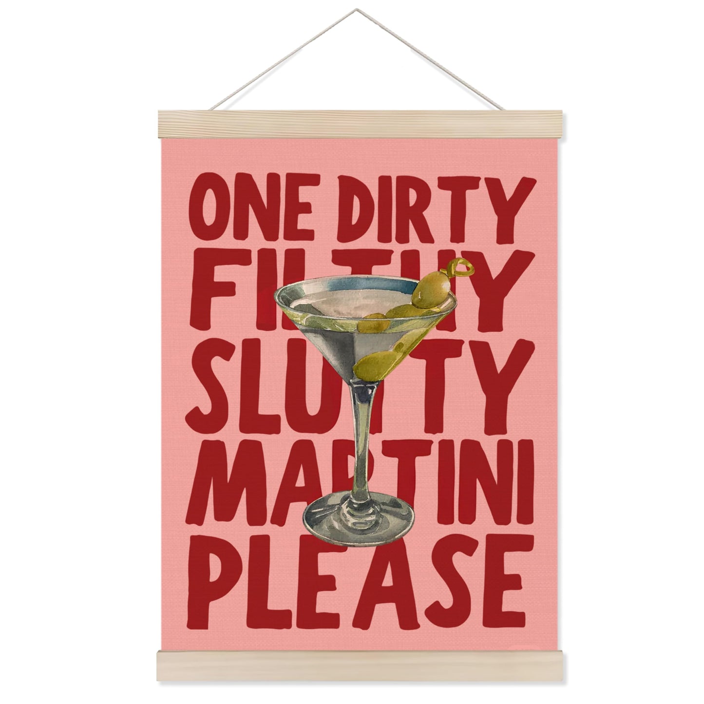 Welshower Dirty Martini Cocktail Bar Poster Hanger Frame, Gifts for Martini Lovers, Pink Trendy Cocktail Wall Art Prints Decor for Home Kitchen Bar Pub Lounge, 12x16 Inch