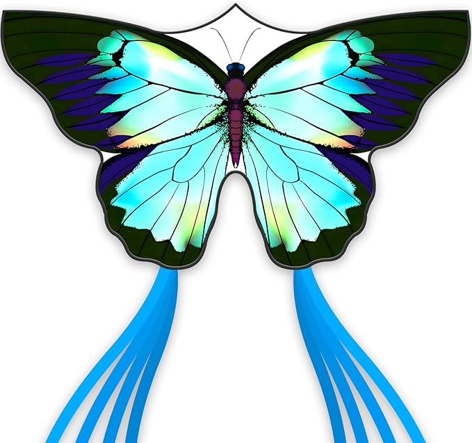 Green Butterfly Kite Premium Quality, Easy to Fly Perfect Outdoor Toy for Kids and Adults,Beach and Park Kite for Family Outdoor Games & Activities(Silverwing Butterfly)