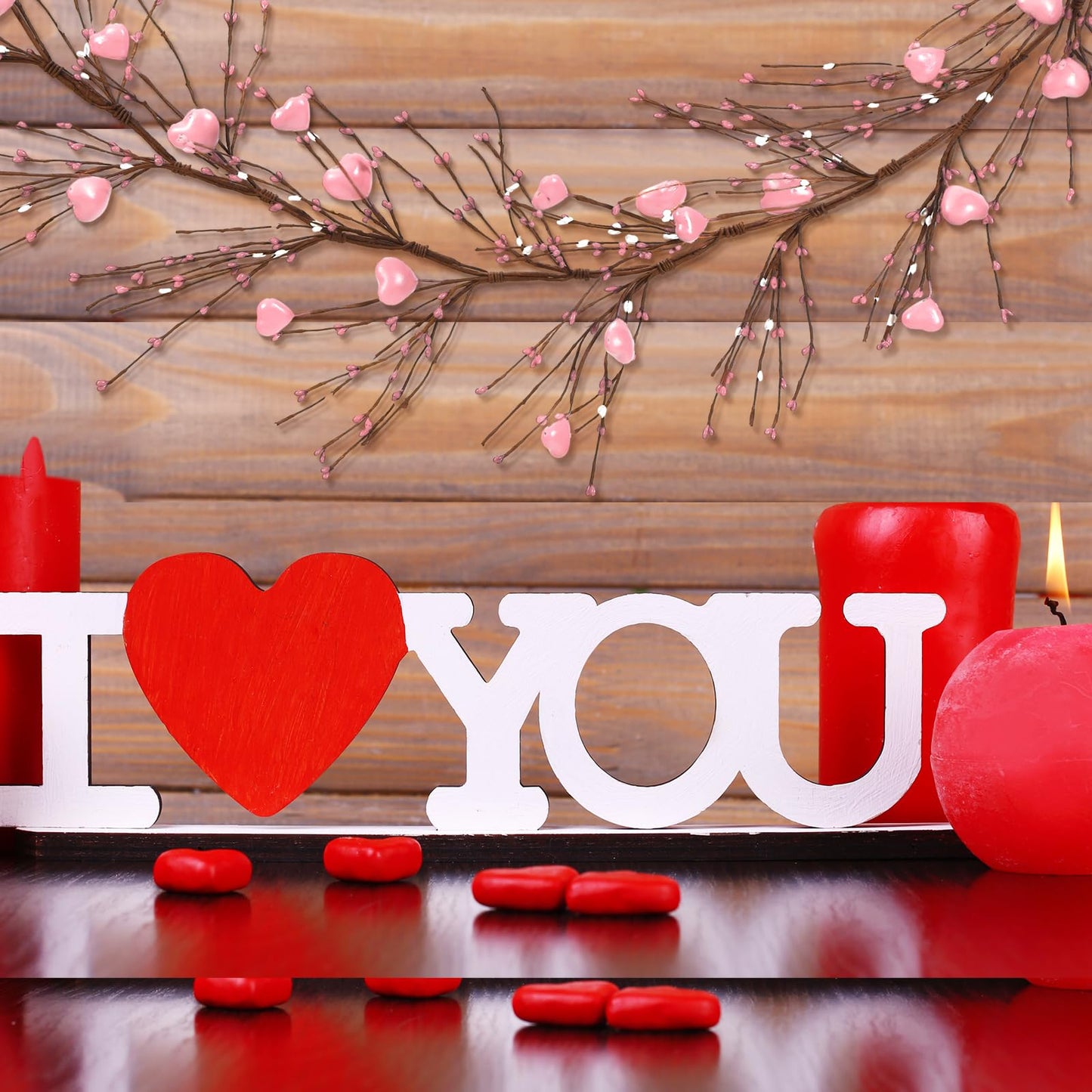 Yuxung Valentine's Day Garland with 30 Fairy Lights 4.5ft Pip Berry Cherry Blossom Garland LED Christmas Lights for Valentine's Day Wedding Party (Pink)