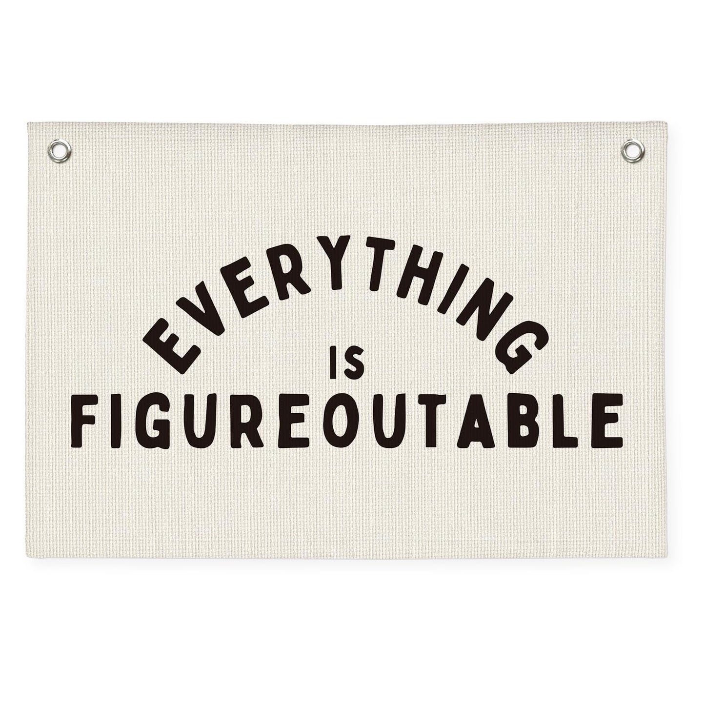 Wheatwin Everything is Figureoutable Inspirational Wall Decor, Office Motivational Wall Decor, Classroom Linen Canvas Banner Hanging Flag, 20x30 Inch