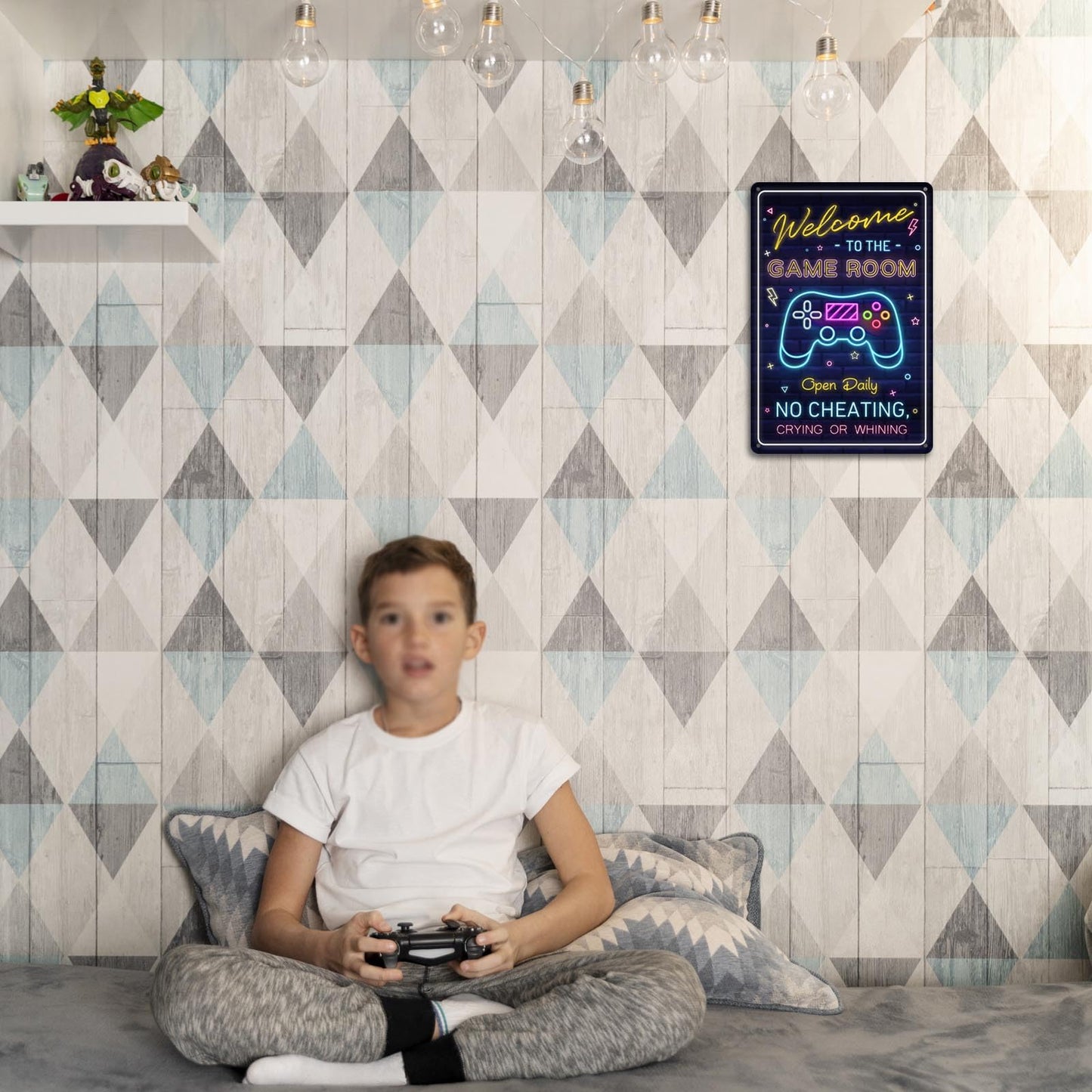 Welcome to the Game Room Sign - Cool Gaming Decor Gifts for Boys and Teens | Perfect Game Room Accessories and Decor, 12 x 8 Inch (268)