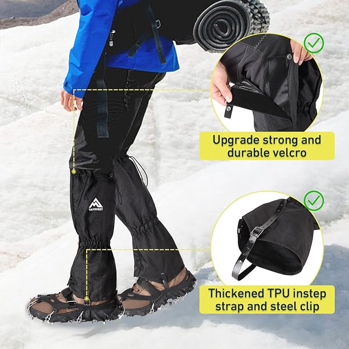 Gaiters for Hiking ??Waterproof and Breathable Leg Gaiters for Women and Men Boots, Adjustable Lightweight Shoes Gaiters for Hunting, Hiking, Mountaineering, Snow Gaiters for Hiking Boots