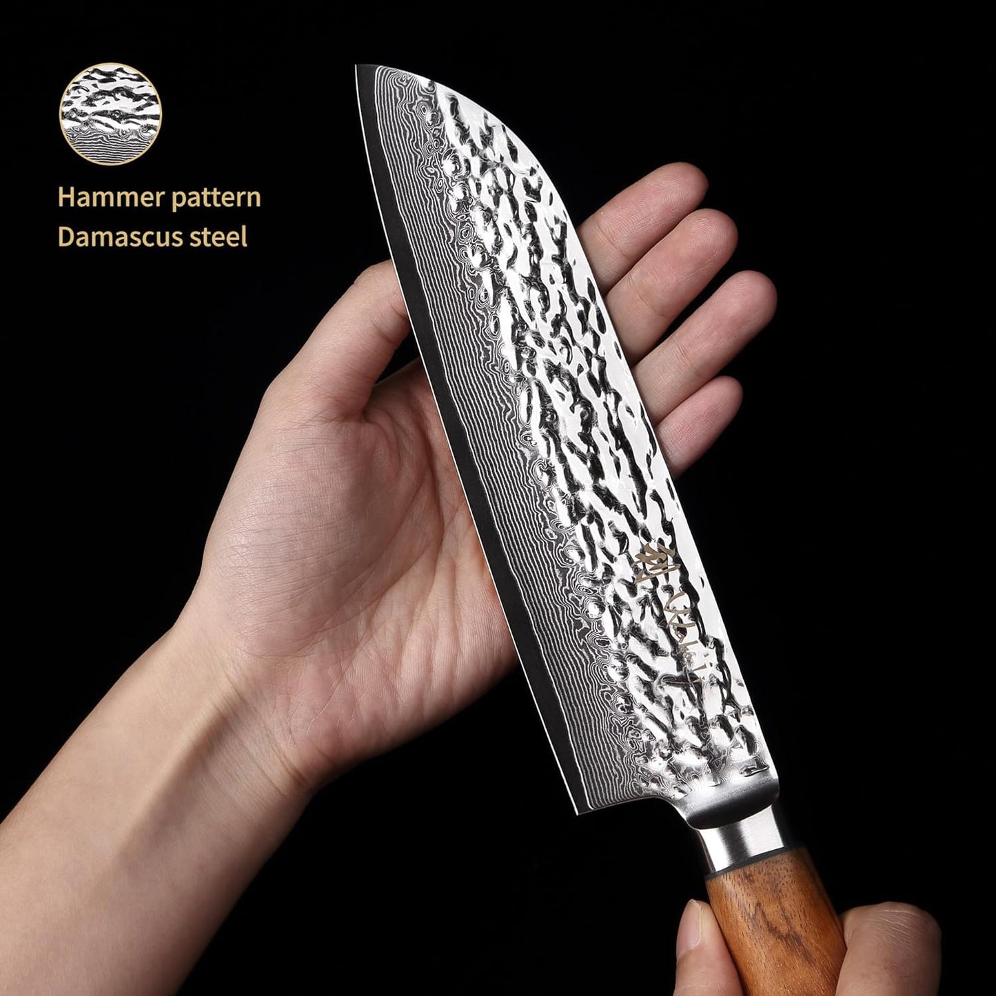 Wakoli Damascus Knife Block Set – 4-Piece Professional Kitchen Knives with Magnetic Block – Kitchen Knife Set made of 67-Layer Damascus Steel Blades & Ergonomic Zebrawood Handles