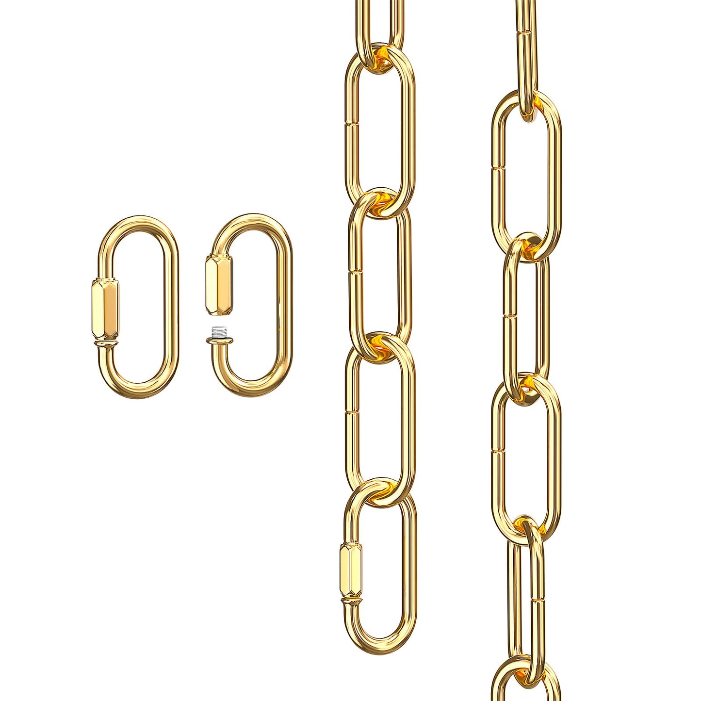 garini 3 Feet Gold Light Fixture Chain, Metal Pendant Chandelier Chain, with 2 Peice Detachable Link