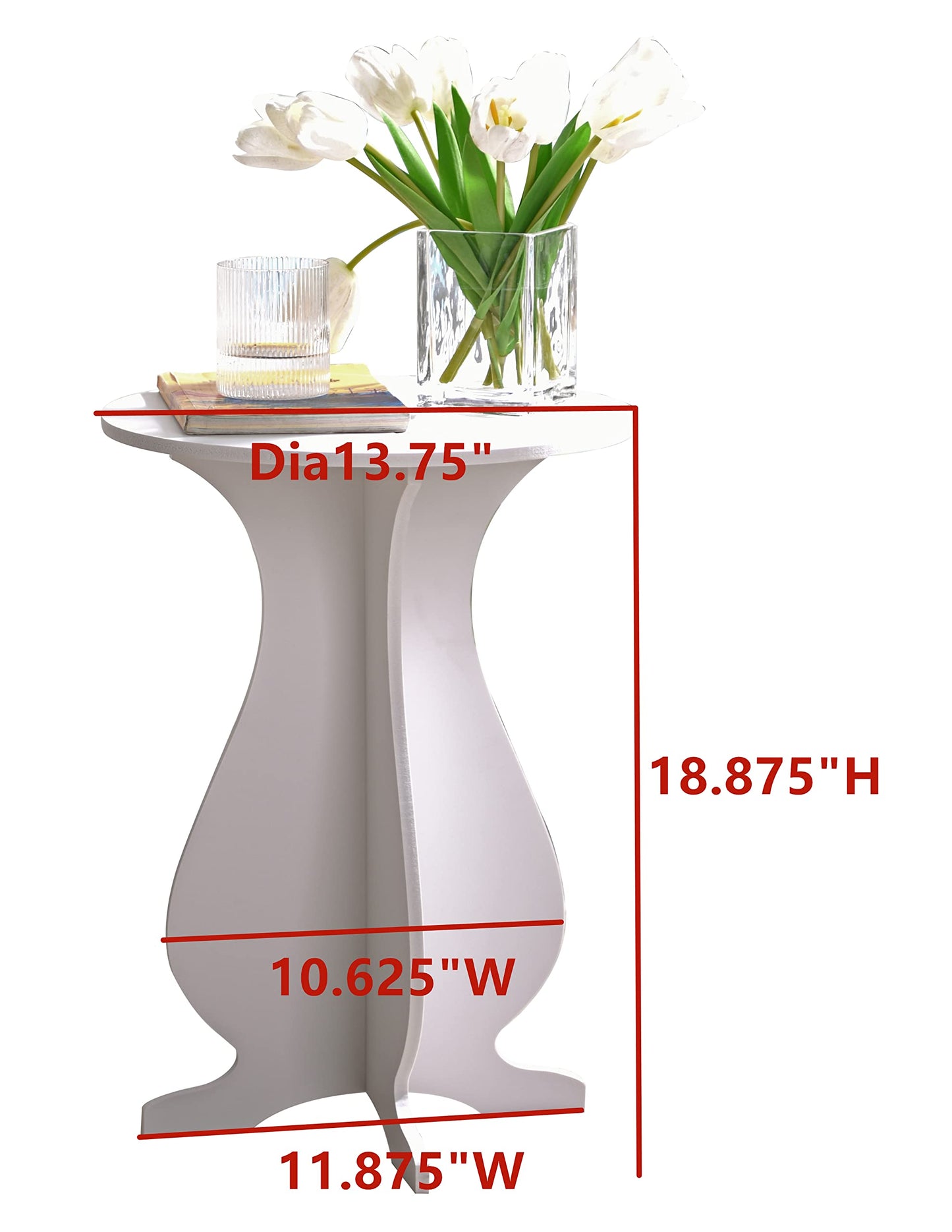 Kings Brand Furniture - Carver Side End Table Plant Stand for Living Room, Bedroom, White