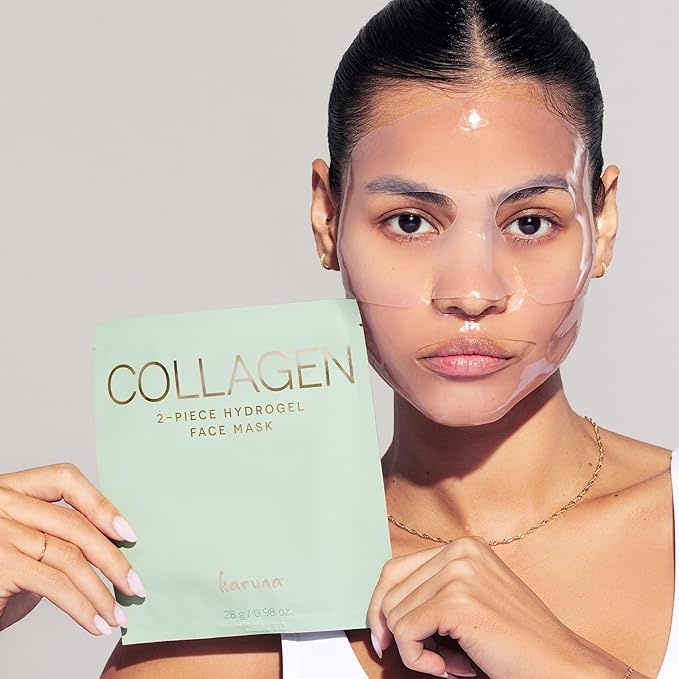 Karuna Skin - COLLAGEN Face Mask Sheets, Hydrogel 2-Piece Facial Mask, Age-Defying, Hydrating, Rejuvenating & Moisturizing Skin Care Essential That Targets Fine Lines & Wrinkles, 1 Pack