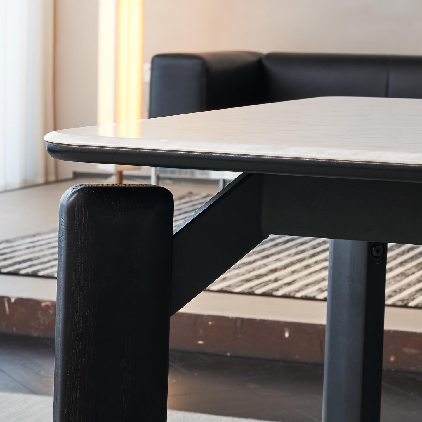 63" Modern Marble Top Dining Table, Marble White Dining Table, Indoor Outdoor Ceramics Table for Patio, Backyard, Scratch and Heat Resistant(63" D x 34" W)