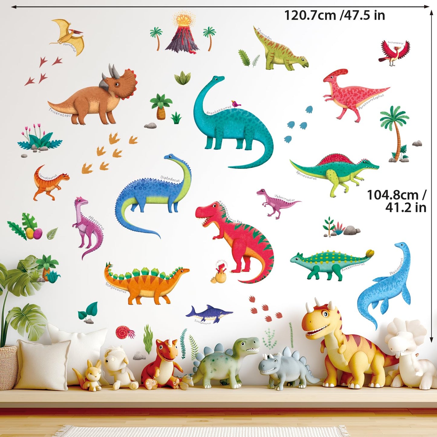 DECOWALL DS9-2115 Large Dinosaur Wall Decals Dino Stickers for Kids Boys Baby Nursery Bedroom Living Room Classroom Playroom Home Decor Art Decoration