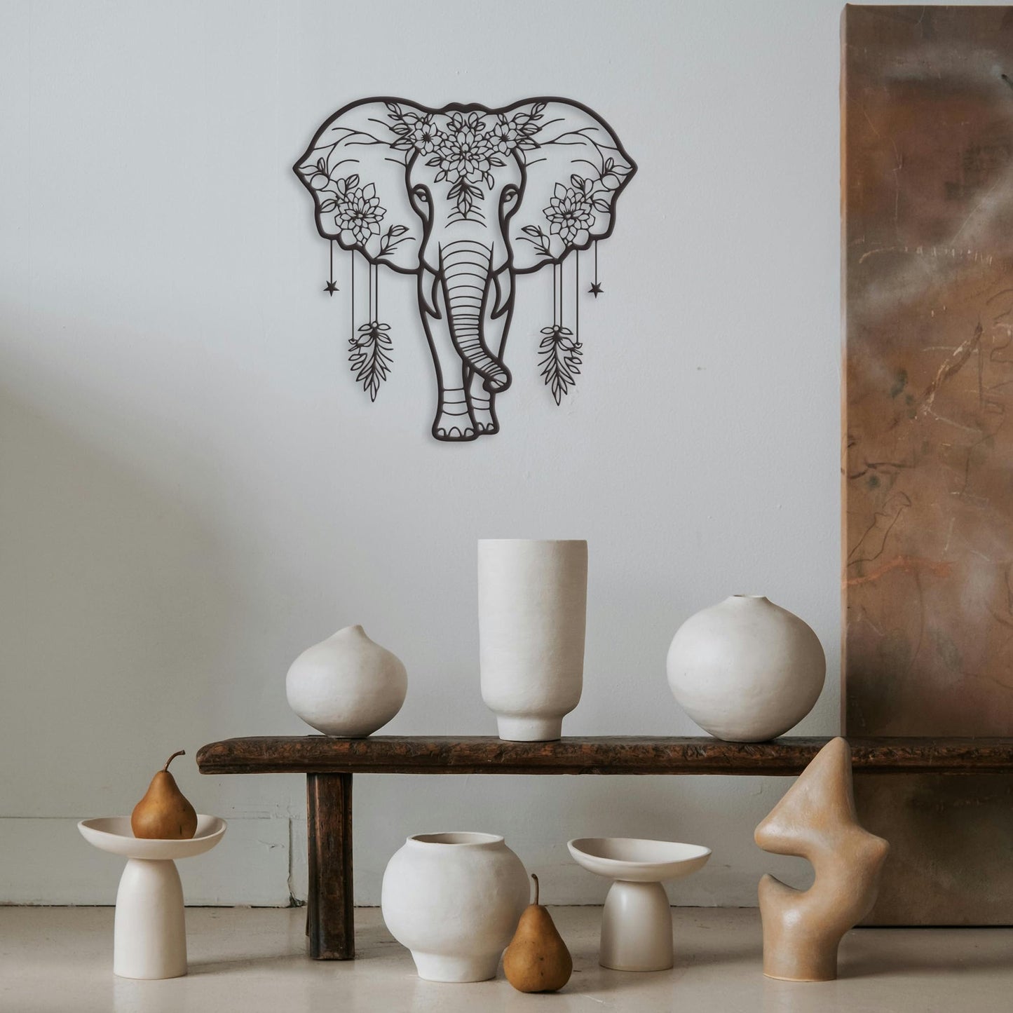 Rajukit Metal Elephant Decor – Aesthetically Pleasing African Elephant Wall Art and Bathroom Decor – Durable Animal Head Wall Décor for Home & Kitchen