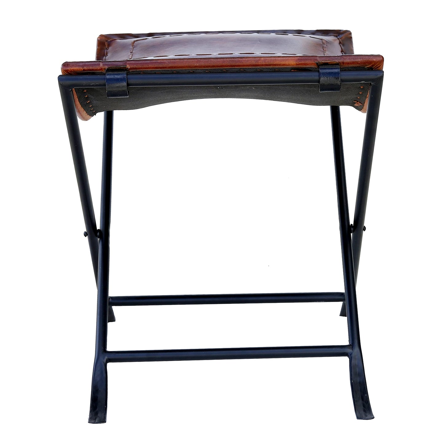 cuero Melton Leather Stool Side Stich Classical Side Stich Stool Bench (Brown)