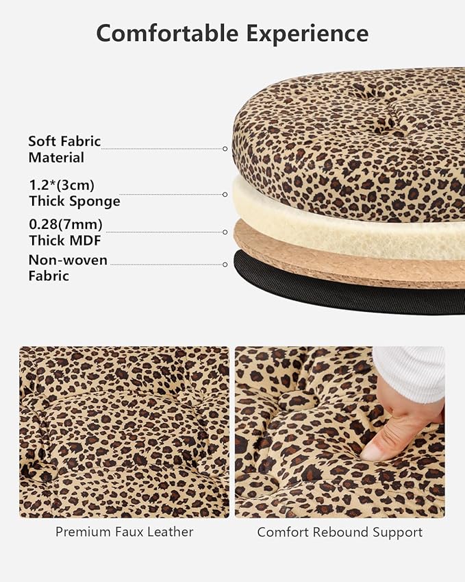 AmasSmile Footrest Ottoman Bench with Storage,34Inch Footstool, Coffee Table, Padded Seat, Storage Chest,Blanket Store with Flipping Lid for Livingroom and Bedroom (Leopard Print(Velvet))
