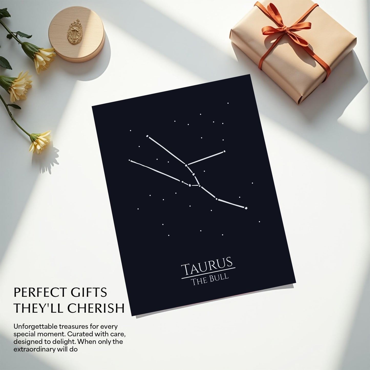 AMERICAN LUXURY GIFTS Zodiac Wall Art – Taurus Constellation Poster 8x10, Astrology Wall Art Print in Midnight Black – Taurus Horoscope Sign Gift for Women, Celestial Decor for Bedroom or Office