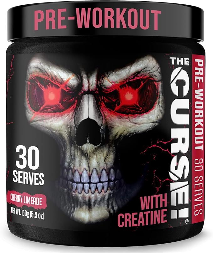 JNX SPORTS The Curse! Pre Workout Powder for Men & Women, Caffeine, Beta-Alanine, Creatine, L-Citrulline, 30 Servings, Cherry Limeade Flavor ??Boost Energy, Strength & Focus