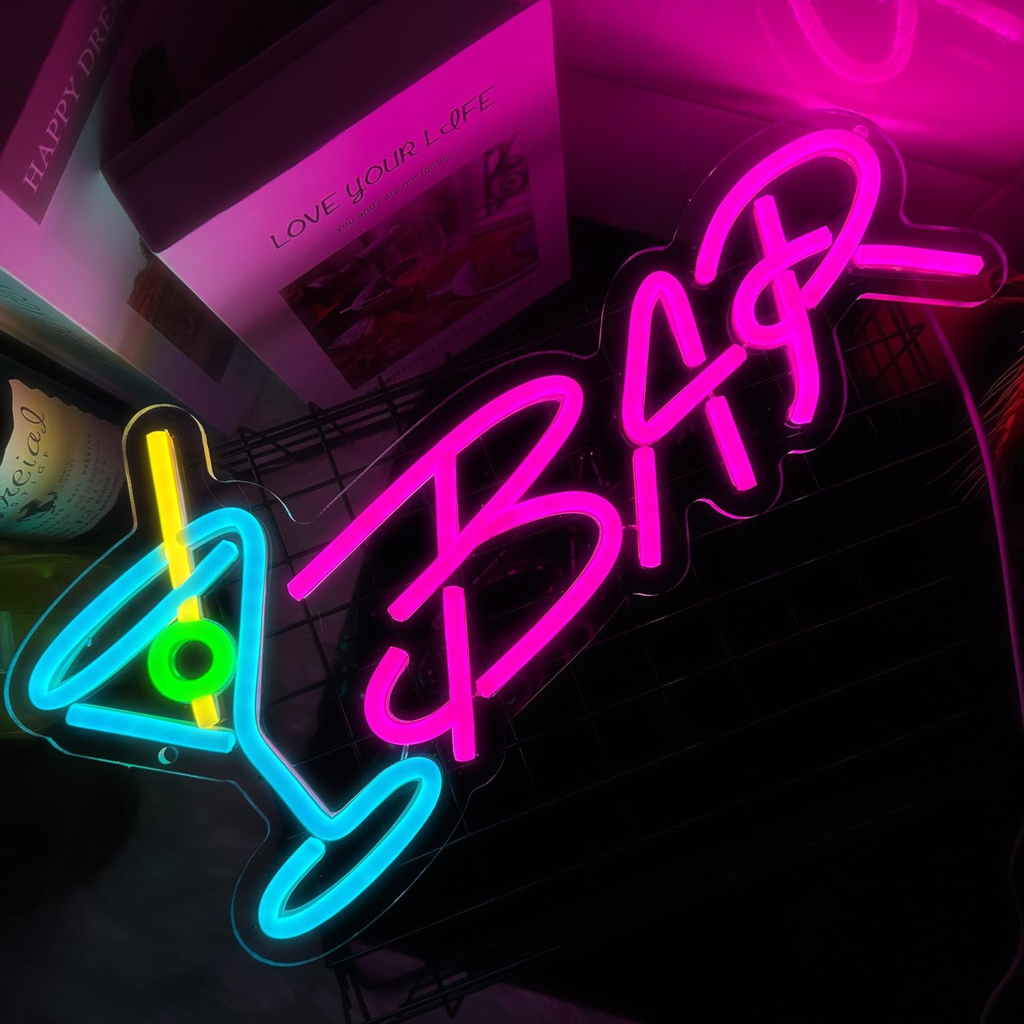 Bar Neon Sign Neon Bar Signs for Home Bar LED Lights up Beer Signs for Party Wall Decor Man Cave Neon Light for Bar Pub Restaurant Christmas Gift, LED Business Bar Signs
