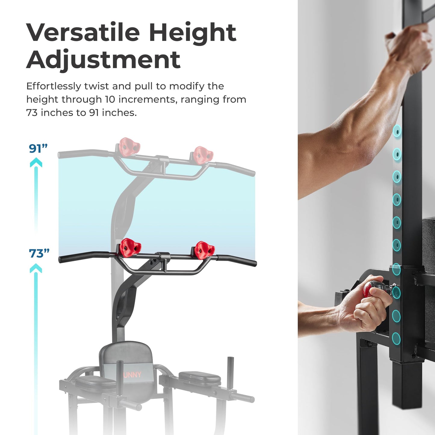 Sunny Health & Fitness Captain’s Chair Full Body Multi-functional Power Tower with Adjustable Pull-Up Bar, Rock-Climbing Grip, Dip Station, Push-Up Bar, Total Home Gym Strength Training - SF-XF922081