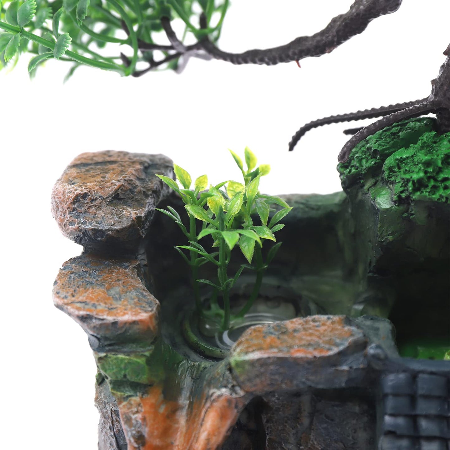 Indoor Rockery, 120V Tabletop Water Fountain Decor, 7.87 * 5.9 in Atomizing Waterfall Rockery Stone Tabletop Simulation Landscape Ornaments for Living Room, Study, Office Decor