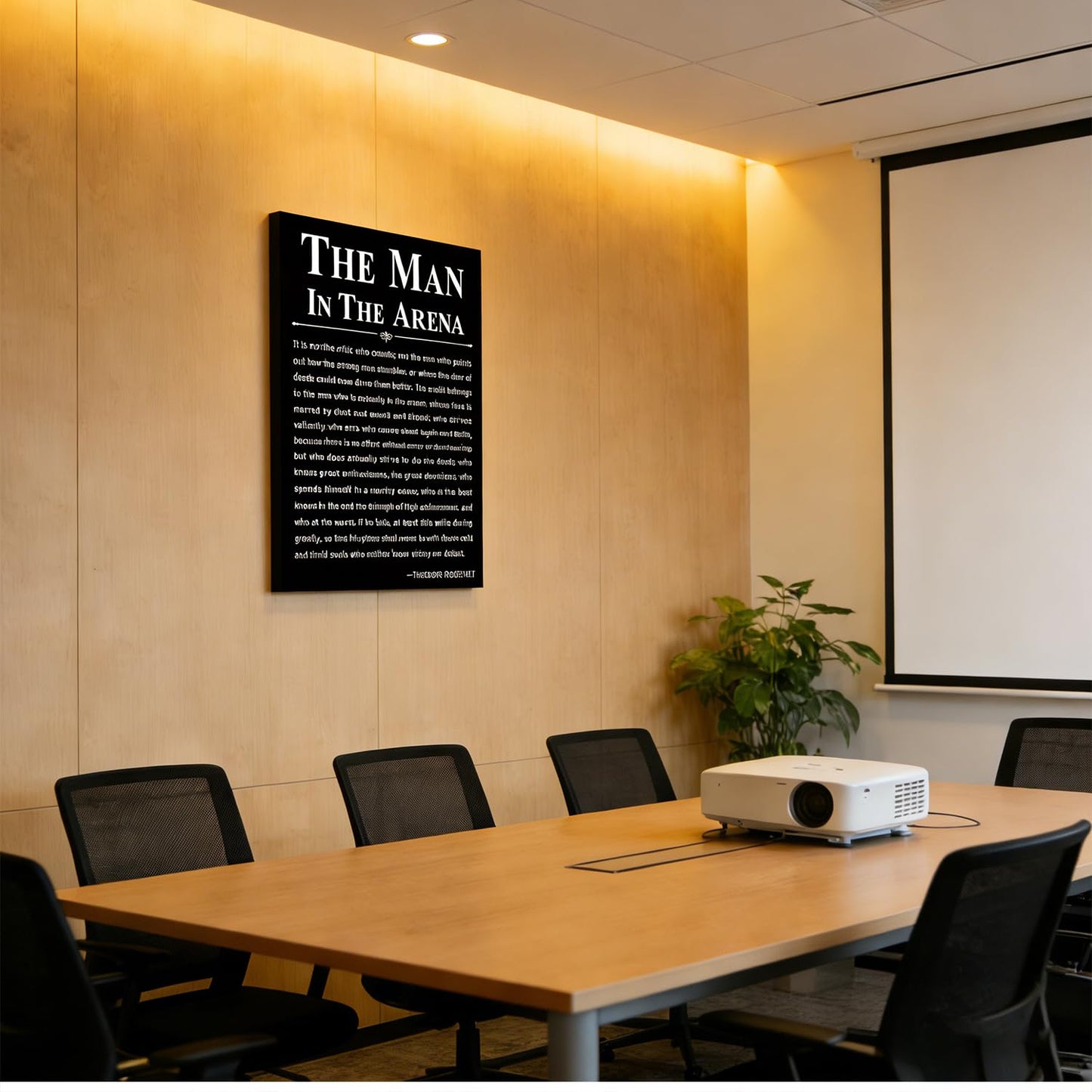 Office Inspirational Canvas Wall Art The Man in the Arena Painting picture Wall Decor Motivational Positive Quote Poster Print Artwork Gift for Men&Women Office Home Decoration 12x16 in Black Canvas