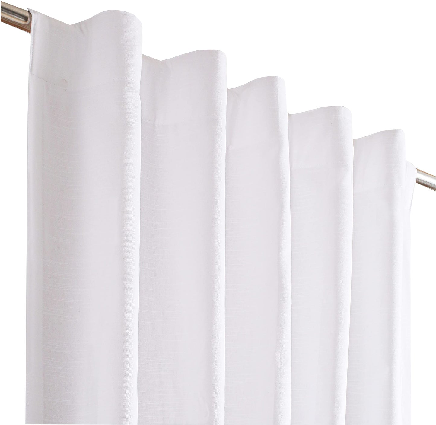 Lightnpro White Cotton Curtains 96 Inches Long - Set of 2 Farmhouse Tab Top Drapes 50x96 for Living Room, Bedroom, or Dining, Light Filtering Curtain Panels, Classic Window Treatment