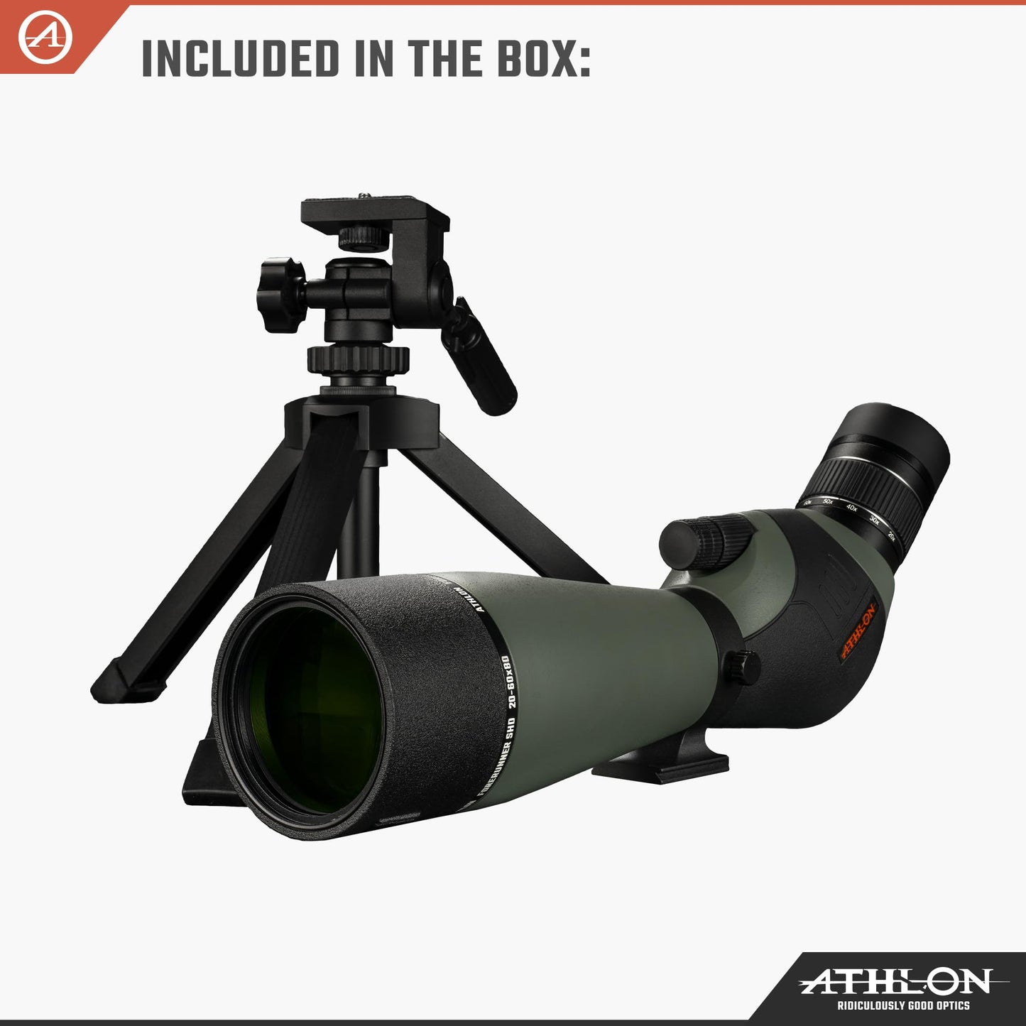 Athlon Optics 20-60x80 Dual Focus Forerunner Spotting Scope - ED Focal Lens with Tripod