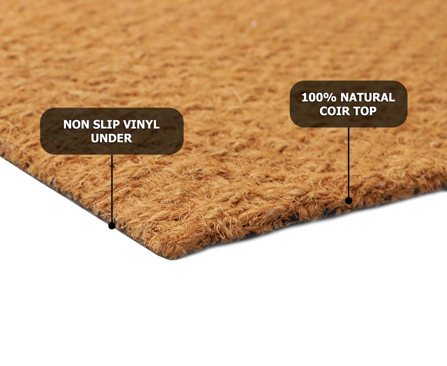 Woven Coir Doormat - Non Slip Heavy Duty Back Door Mat - Basketweave Dirt Trapping Welcome Mat - Easy Clean Durable Entryway Front Door High Traffic Indoor Outdoor Doormat - 17 x 30 - Natural