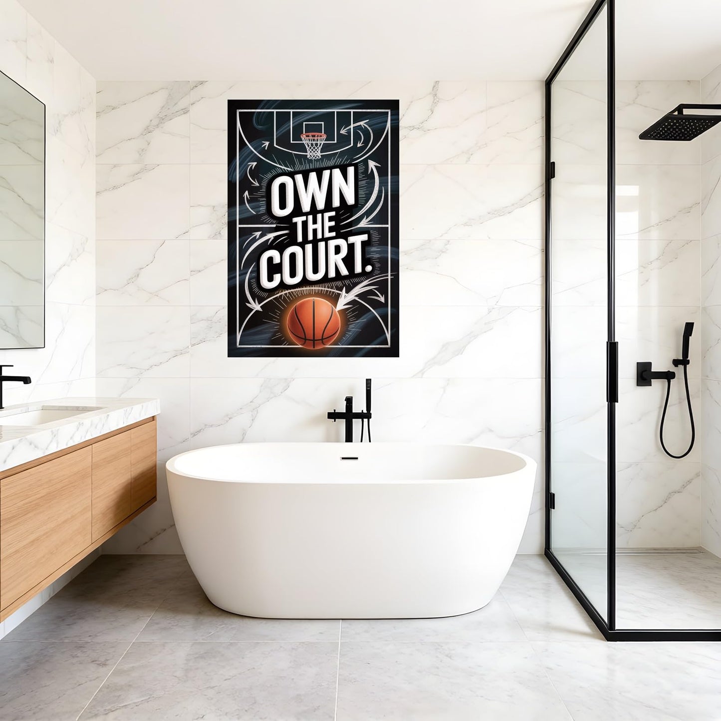 Own The Court Basketball Motivation Poster Inspirational Wall Art For Athletes Training And Game Day Focus Printing Posters Unframe-style 08x12inch(20x30cm)