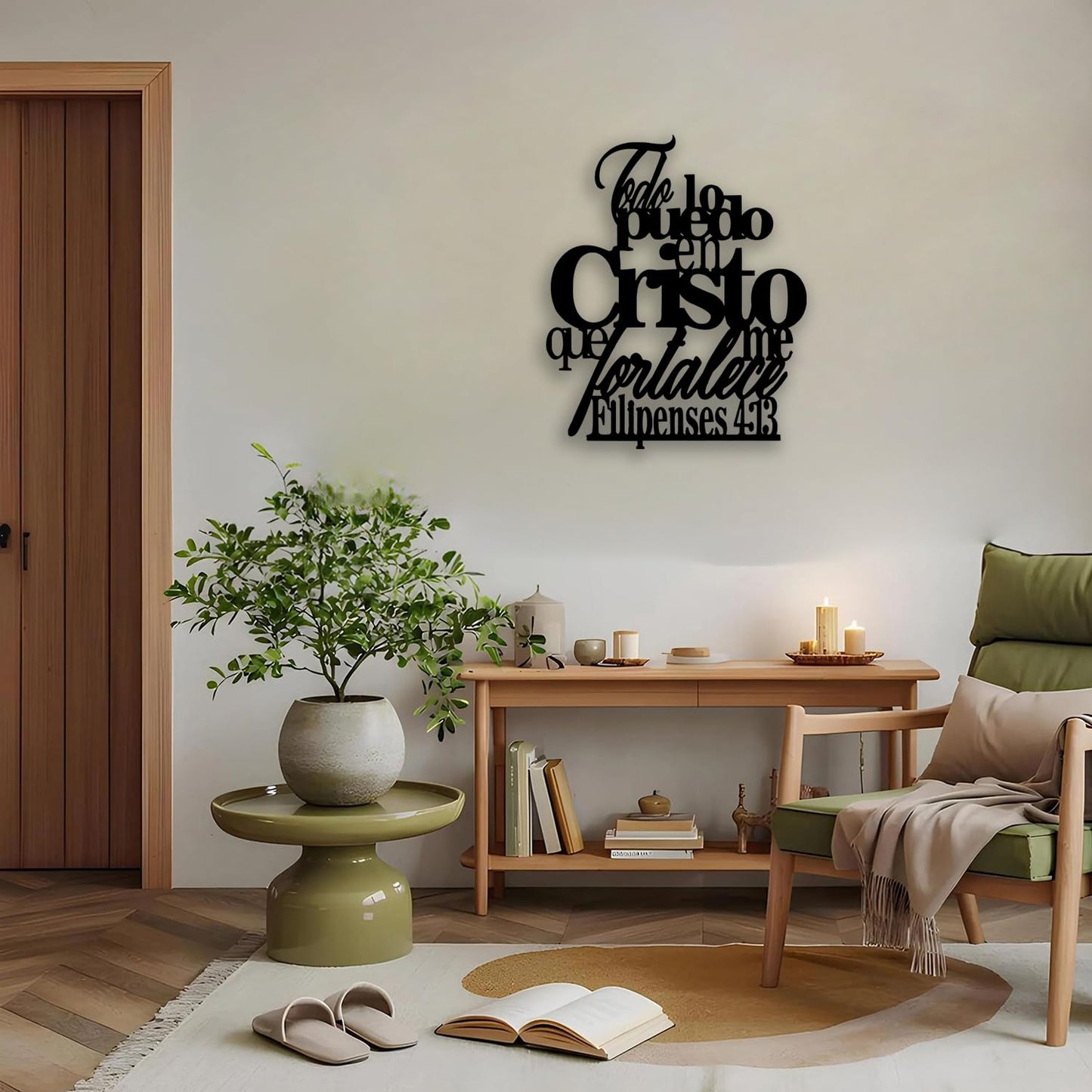 OPTYBVFD Filipenses 4 13 Metal Wall Decor - Christian Room Decor Motivational Scripture Inspirational Wall Art Home Decor for Living Room, Bedroom, Dining Room, Office (Black)