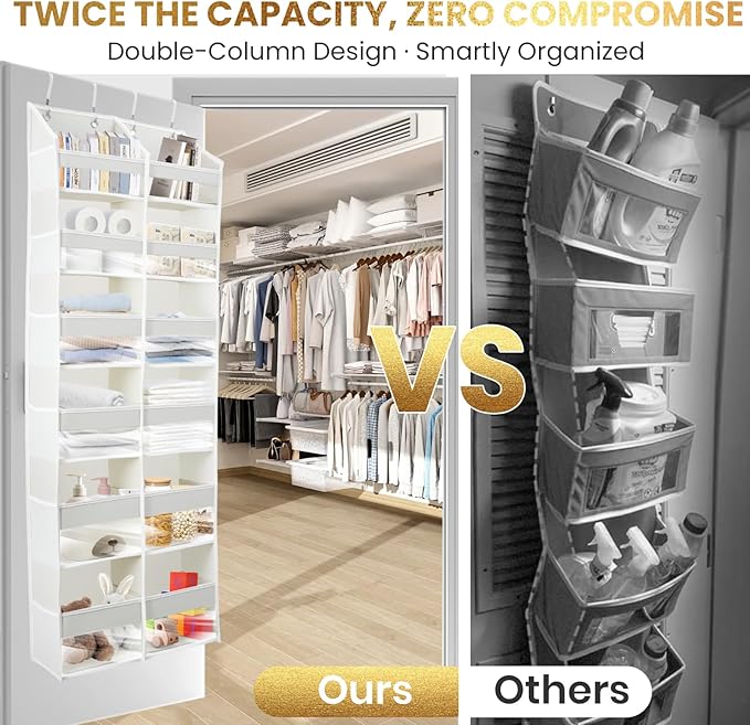 HOMELUX THEORY UPGRADED 6 Tiers Over The Door Organizer Hanging - 100D EXTRA THICK & 50lbs HUGE CAPACITY, 12 Side Mesh Pockets Over The Door Shoe Organizer, Hanging Closet Organizer (Baby Blue, XL)