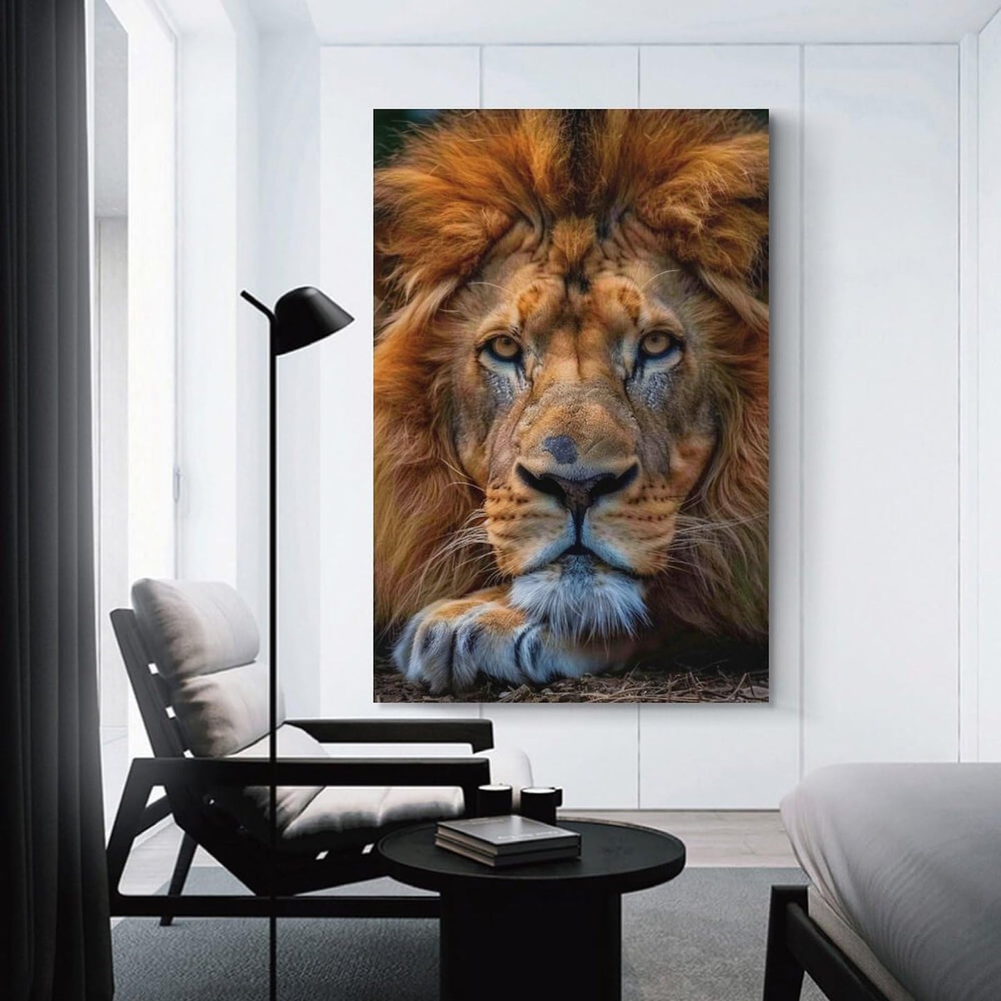 QEOPGNE African Lion Portrait Animal Cool Poster Canvas Wall Art Posters & Prints Painting for Bedroom Classroom Dorm Living Room Aesthetic Decor for Mens Women Framed Unframed 12x18inch(30x45cm)