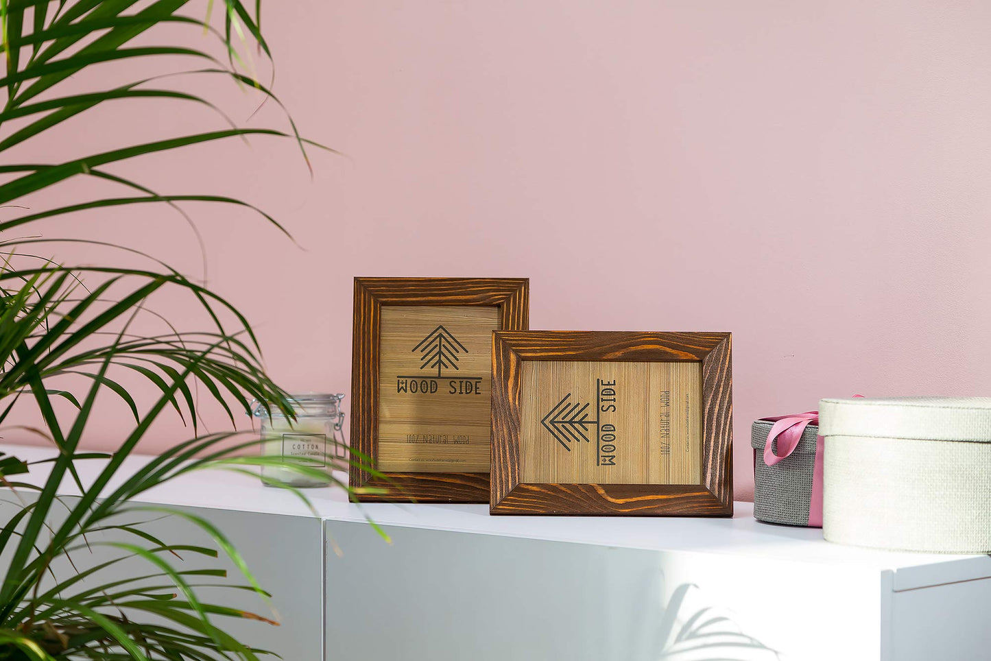 Rustic Wooden Picture Frames 6x8 - Set of 2, 100% Natural Eco Solid Wood with Real Glass for Tabletop Display or Wall Mount Photo Frame - Honey Brown
