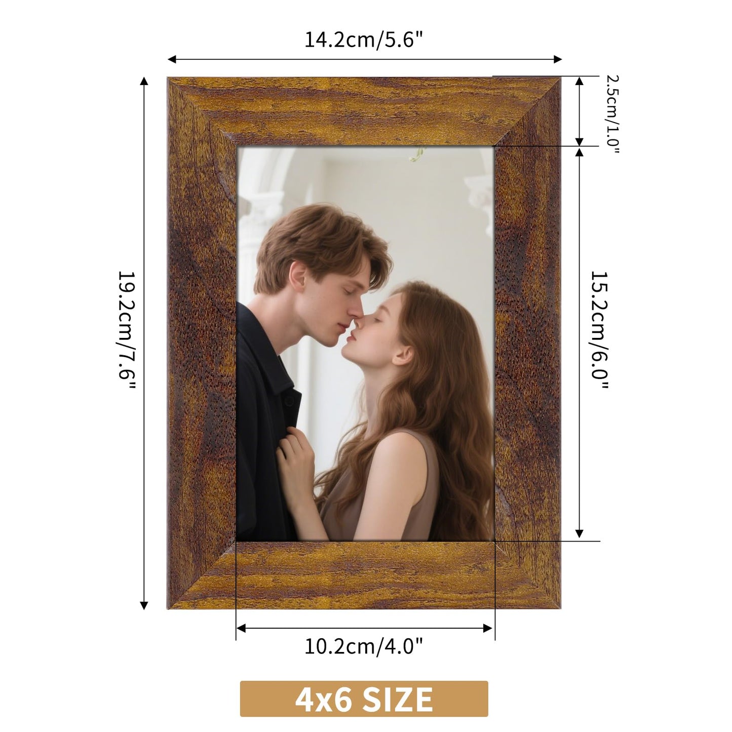 PETAFLOP Wooden Picture Frames 4x6 Rustic Frame Fits 4 by 6 Inch Prints Wall Tabletop Display, 7 Pack