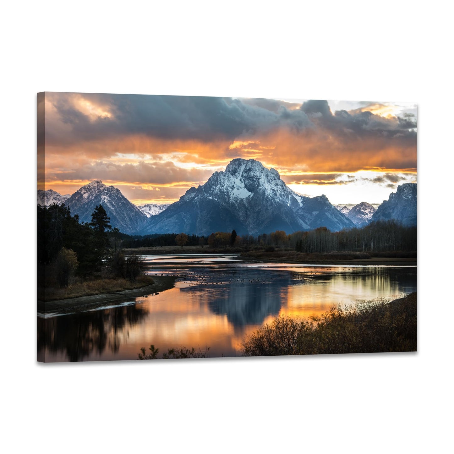 SKASNFAI Grand Teton National Park Canvas Wall Art Mountain Landscape Print Picture Framed Nature Wall Decor for Living Room Office (12L x 16W)