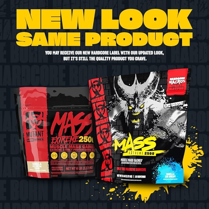 Mutant Mass Extreme Gainer ??Whey Protein Powder ??Build Muscle Size and Strength ??High Density Clean Calories (Cookies and Cream, 6 lbs)