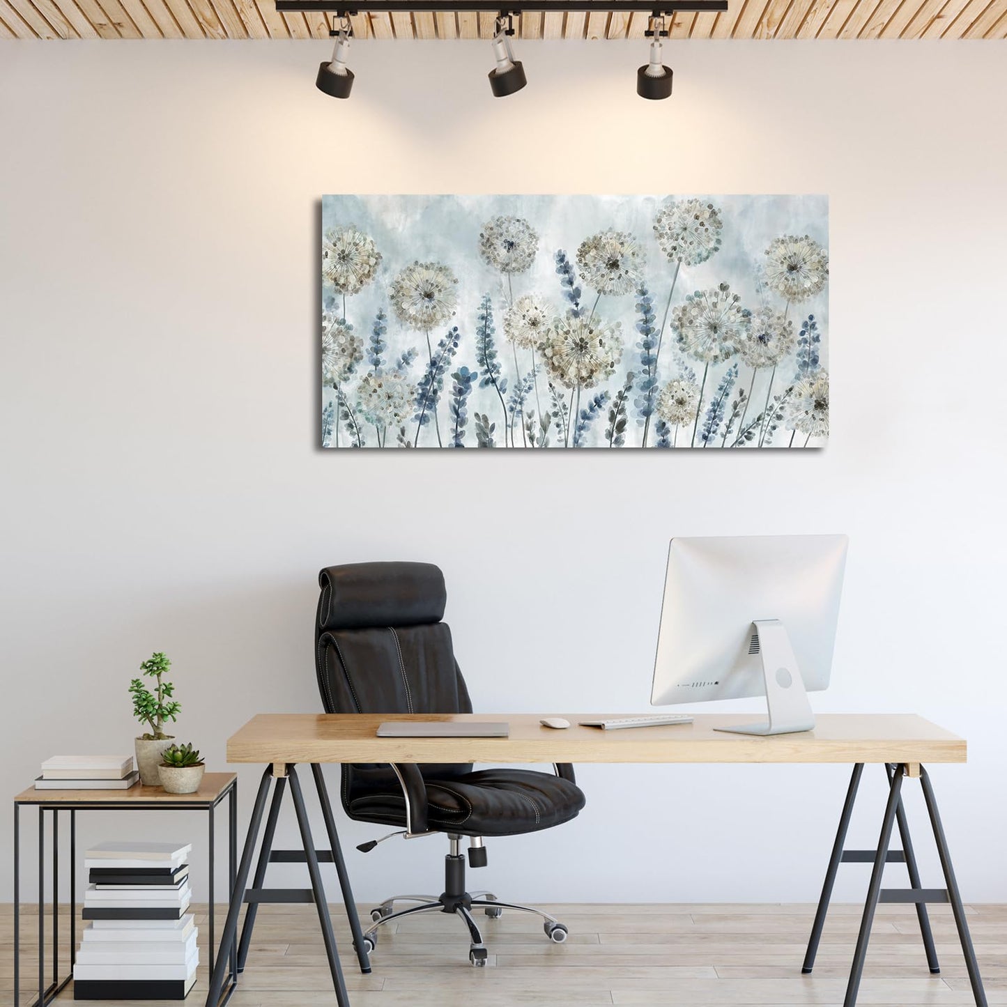 VEAEE Farmhouse Canvas Wall Art - Flowers Dandelion Wall Pictures,Living Room Decor,Nature Artwork Prints Abstract Grass Paintings for Bedroom Home Office Decoration 20"x40"