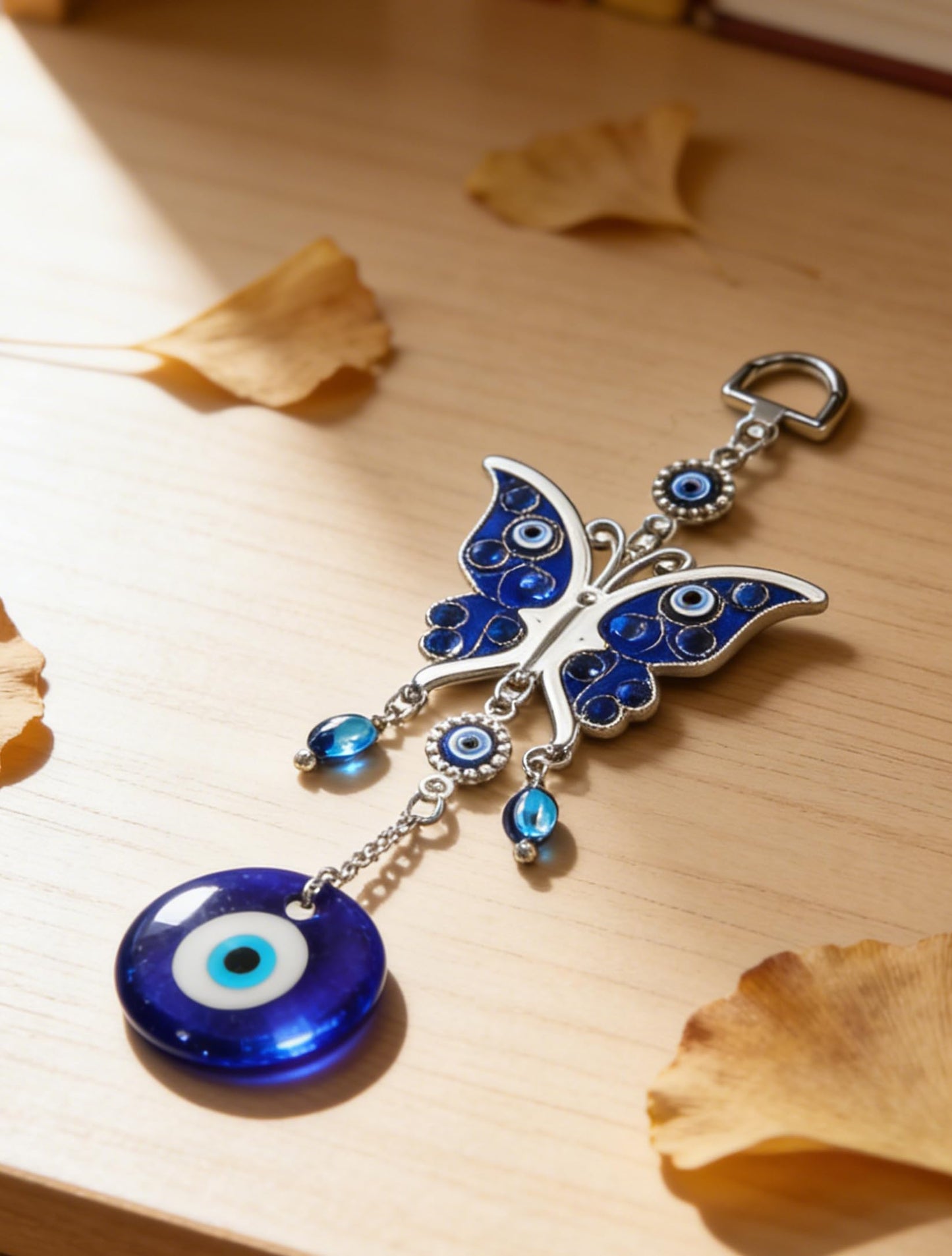 Blue Butterfly Evil Eye Wall Hanging Decor,Turkey Evil Eye Butterfly Amulet Door Car Hanging Accessories Ornament Pendant Charm