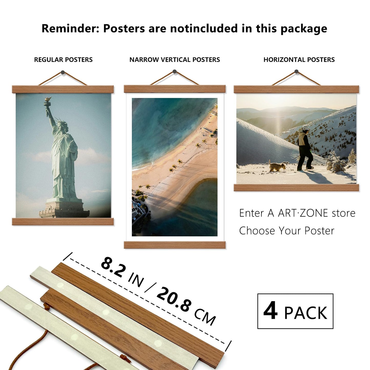 4 Pack Magnetic Picture Frames - 8x10 8x12 8x18 Poster Frame Hanger for Photo Picutre Canvas Artwork Art Print Wall Hanging