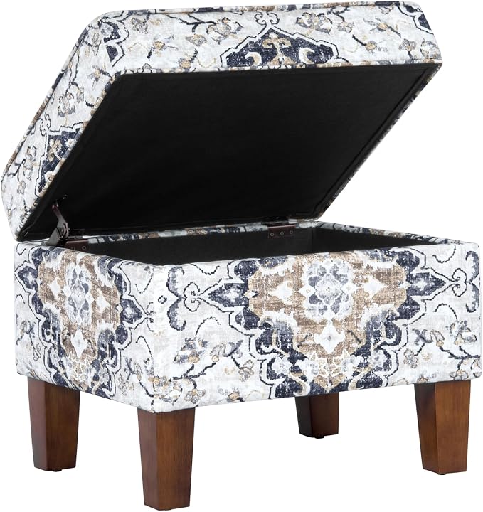 Spatial Order Home Decor | Dinah Collection Modern Storage Ottoman | Ottoman with Storage for Living Room & Bedroom(Antiqued Ebony Cream)
