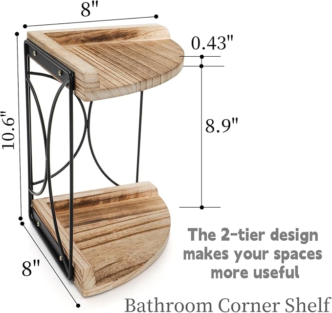 Goaste 2-Tier Bathroom Counter Organizer, Wood Vanity Corner Shelf, Skincare Storage Standing Tray, Kitchen Countertop Spice Rack, Makeup Perfume Holder for Bathroom Organization, Dresser, Kitchen