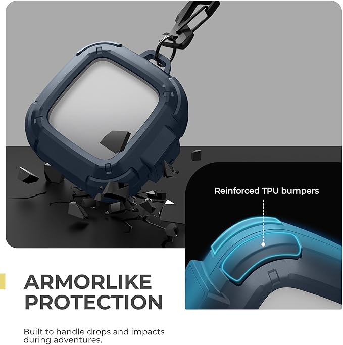 Dexnor for SHOKZ OpenFit Air Case with Drop-Proof Lock, Shockproof Rugged Bumper Cases Protective Cover with Carabiner & Keyring & Cleaner Kit Blue