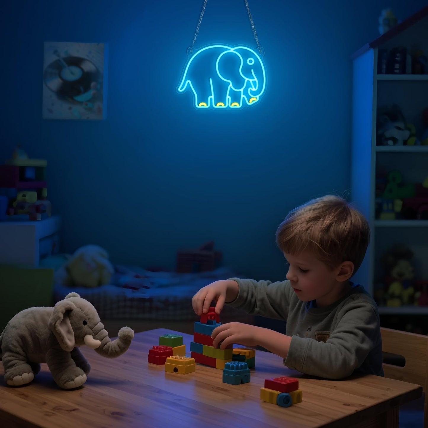 YuanDian Elephant Neon Sign, Animal Neon Lights for Bedroom Living Room Wall Decor, Birthday Party Gifts for Kids Adults People Who Like Elephants