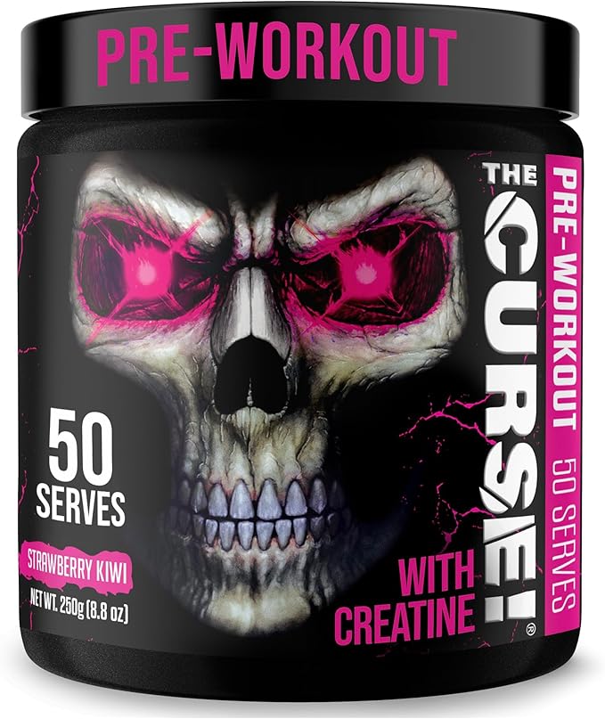 JNX SPORTS The Curse! Pre Workout Powder for Men & Women, Caffeine, Beta-Alanine, Creatine, L-Citrulline, 50 Servings, Strawberry Kiwi Flavor ??Boost Energy, Strength & Focus