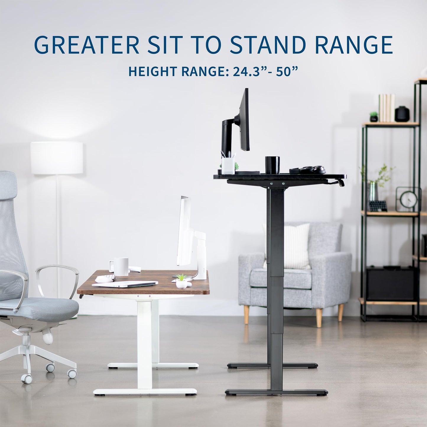 VIVO Electric 60 x 24 in Dual Motor Sit Stand Desk, Memory Height Adjustment, 2B Series, Rustic Vintage Brown Top White Frame, DESK-KIT-2W6N