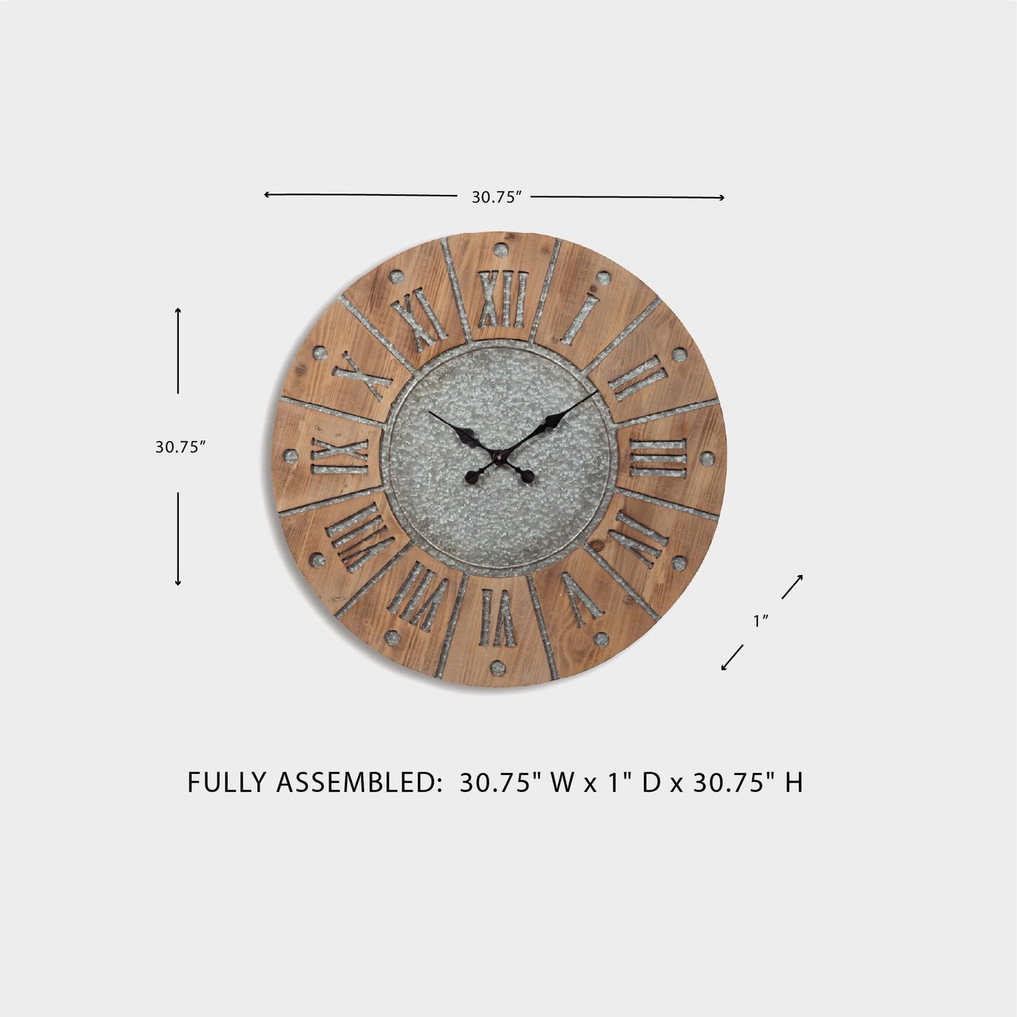 Signature Design by Ashley Payson Farmhouse Wall Clock, 30 x 30 Inches, Natural Wood Finish