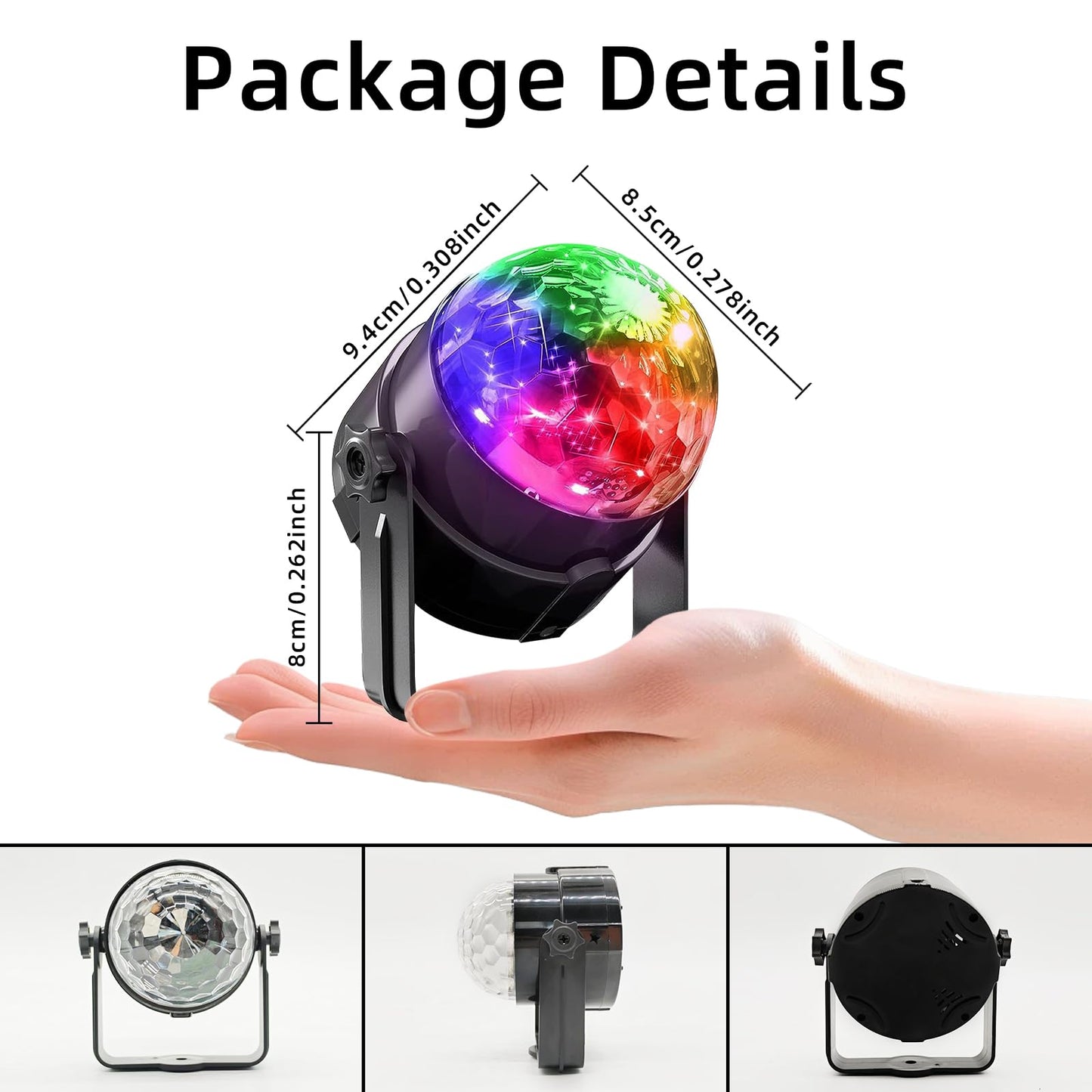 Yiixuyo Sound Activated Party Lights with Remote Control Dj Lighting, Disco Ball Light Projected Effect Dancing Lights, Strobe Lamp for Parties Supplies Birthday Christmas Bar KTV Decorations -3-Pack