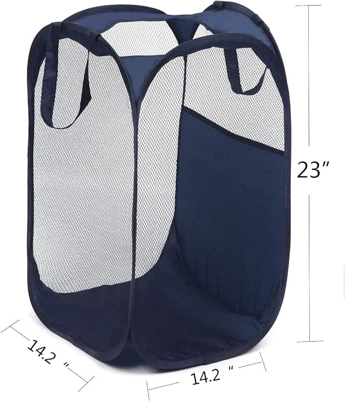 2 pop-up Laundry Hampers，Foldable mesh Laundry Baskets (Each with 2 Reinforced Handles), Blue ……
