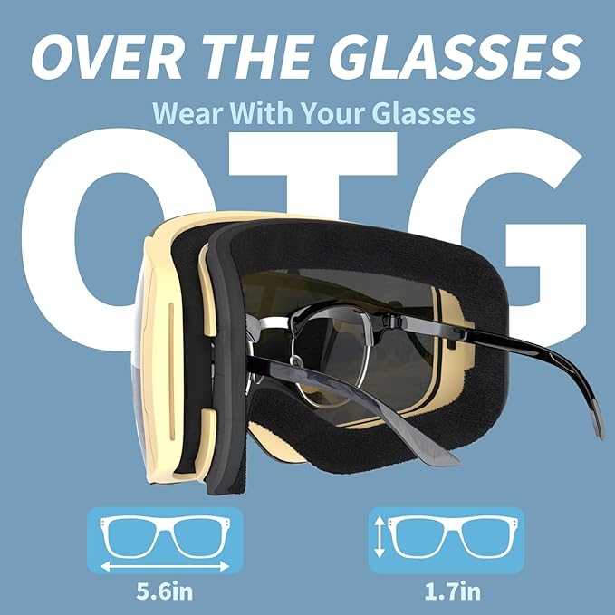 Ski Goggles for Men Women Adult & Youth, OTG Snowboard Goggles Anti Fog, Snow Goggles UV Protection Wide Vision