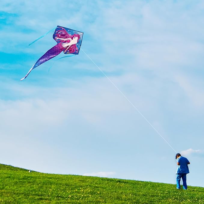 HONBO Large Mermaid Kite for Kids & Adults, Easy to Fly Delta Kite, Beginner Kite for Girls &Boys, Pegasus Beginner Kite for Kids,Octopus Kite