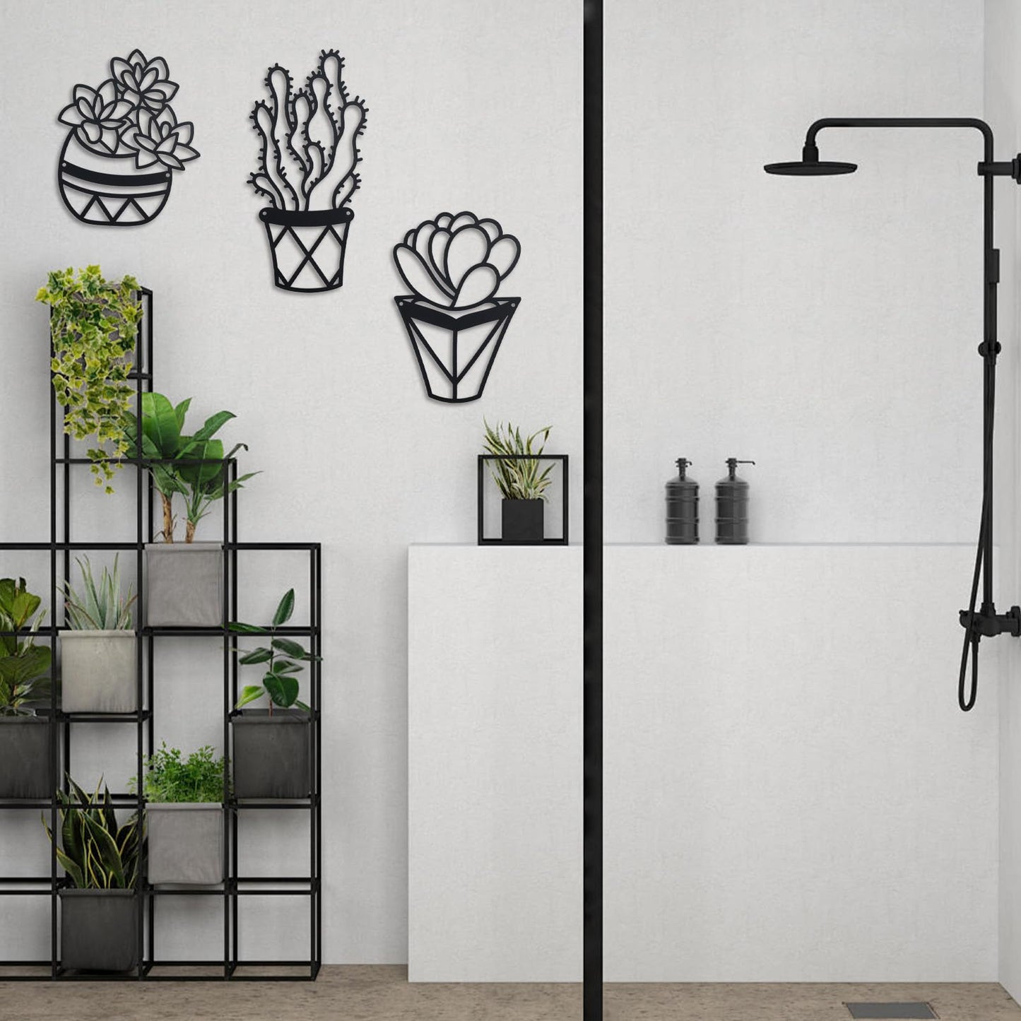 OYEFLY Cactus Metal Wall Art,Modern Metal Wall Decors Plant (3 Pcs)